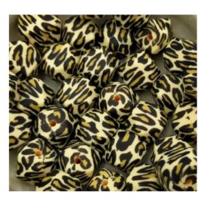 Hexagon Perlen, Leopard,14mm