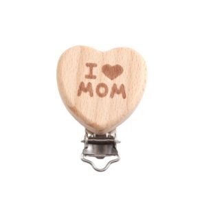 Schnullerkettenclips holz I LOVE MOM